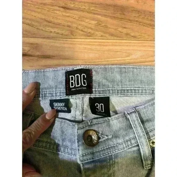 BDG Urban Outfitters Skinny Stretch Cargo Pants Light Wash Mens 30x30 - Picture 2 of 5